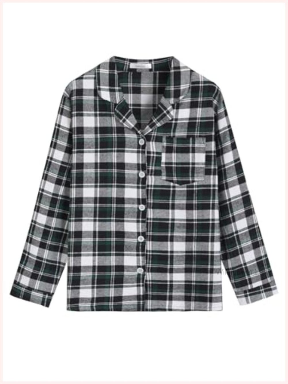 Women's Plaid Flannel Pajama Top Button Down Long Sleeve Sleep Lounge Shirt